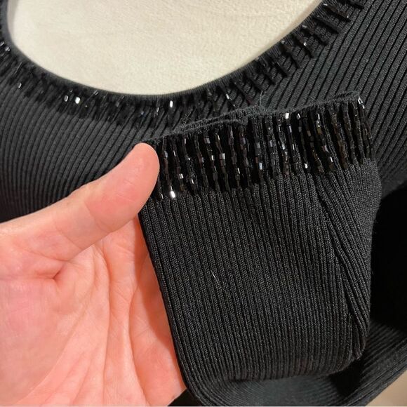 Cache ribbed long sleeved beaded silk shirt - Picture 4 of 8